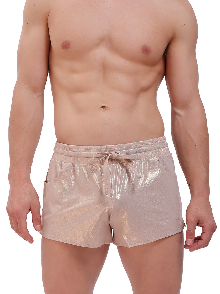 men's gold metallic shorts - Body Aware