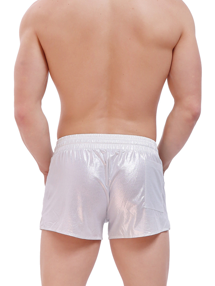 men's silver metallic shorts - Body Aware