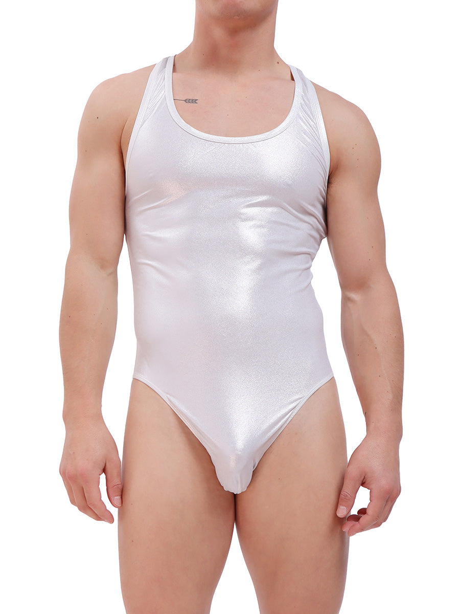 men's silver metallic bodysuit - Body Aware