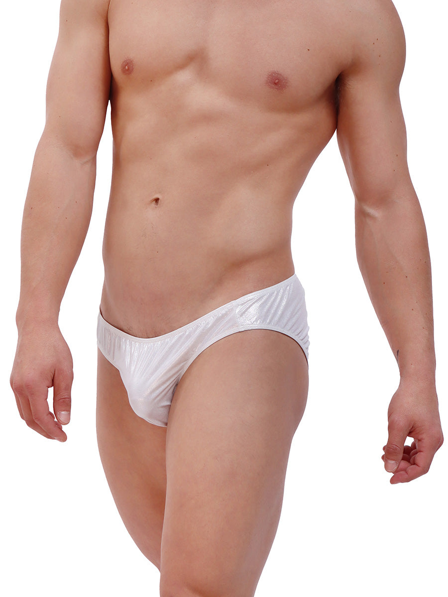 men's silver metallic cheeky briefs - Body Aware