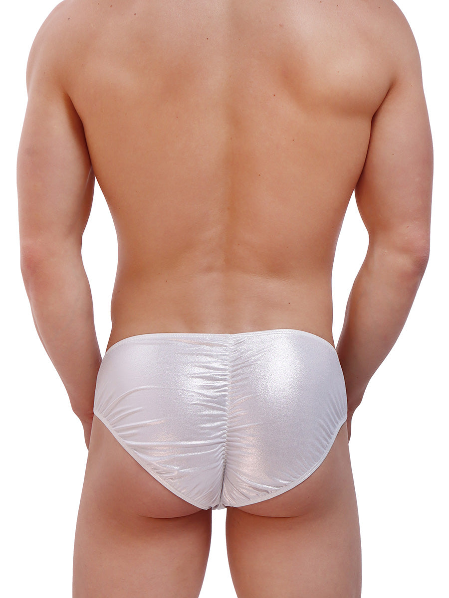 men's silver metallic cheeky briefs - Body Aware