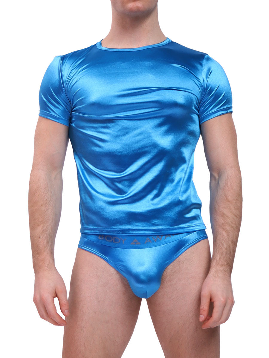 men's blue satin t-shirt - Body Aware