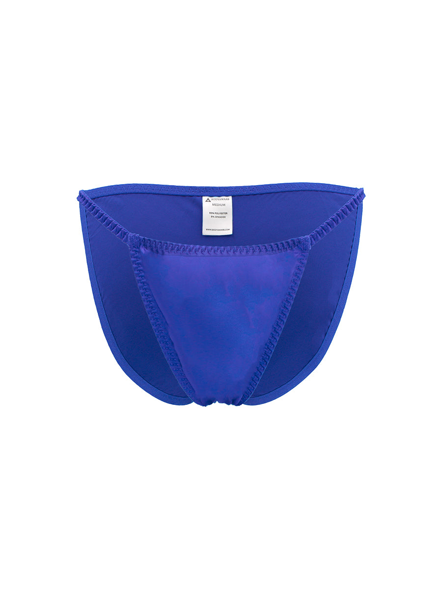 Blue men's underwear brief on a white background.