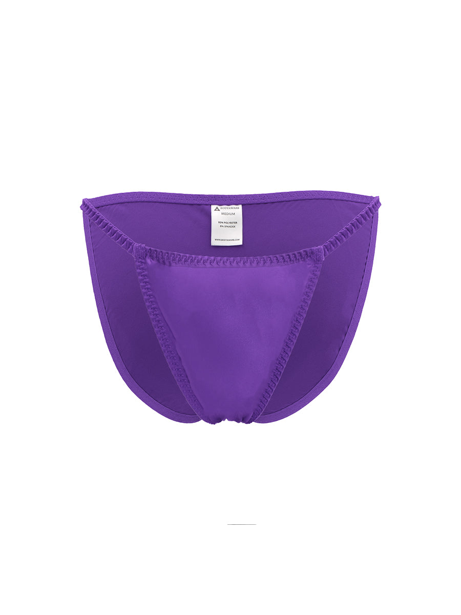Purple men's underwear brief on a white background.