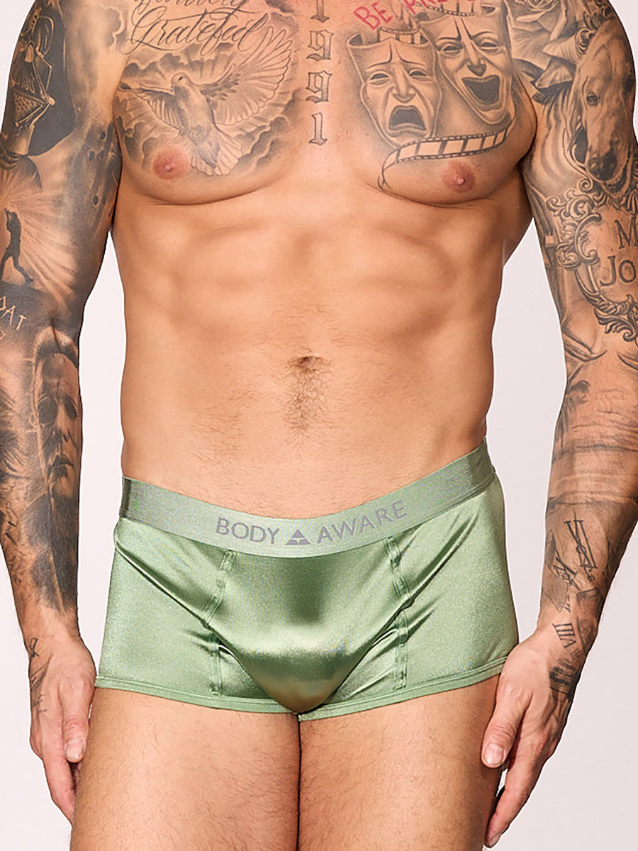 men's green satin boxers - Body Aware