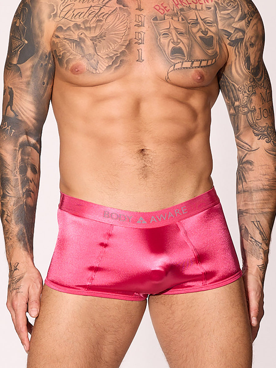 men's pink satin boxers - Body Aware