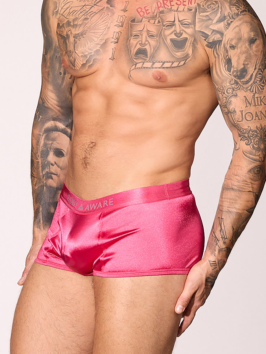 men's pink satin boxers - Body Aware