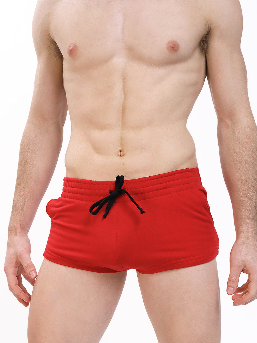 men's red rayon shorts - Body Aware