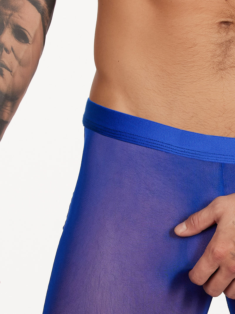 men's blue mesh leggings - Body Aware