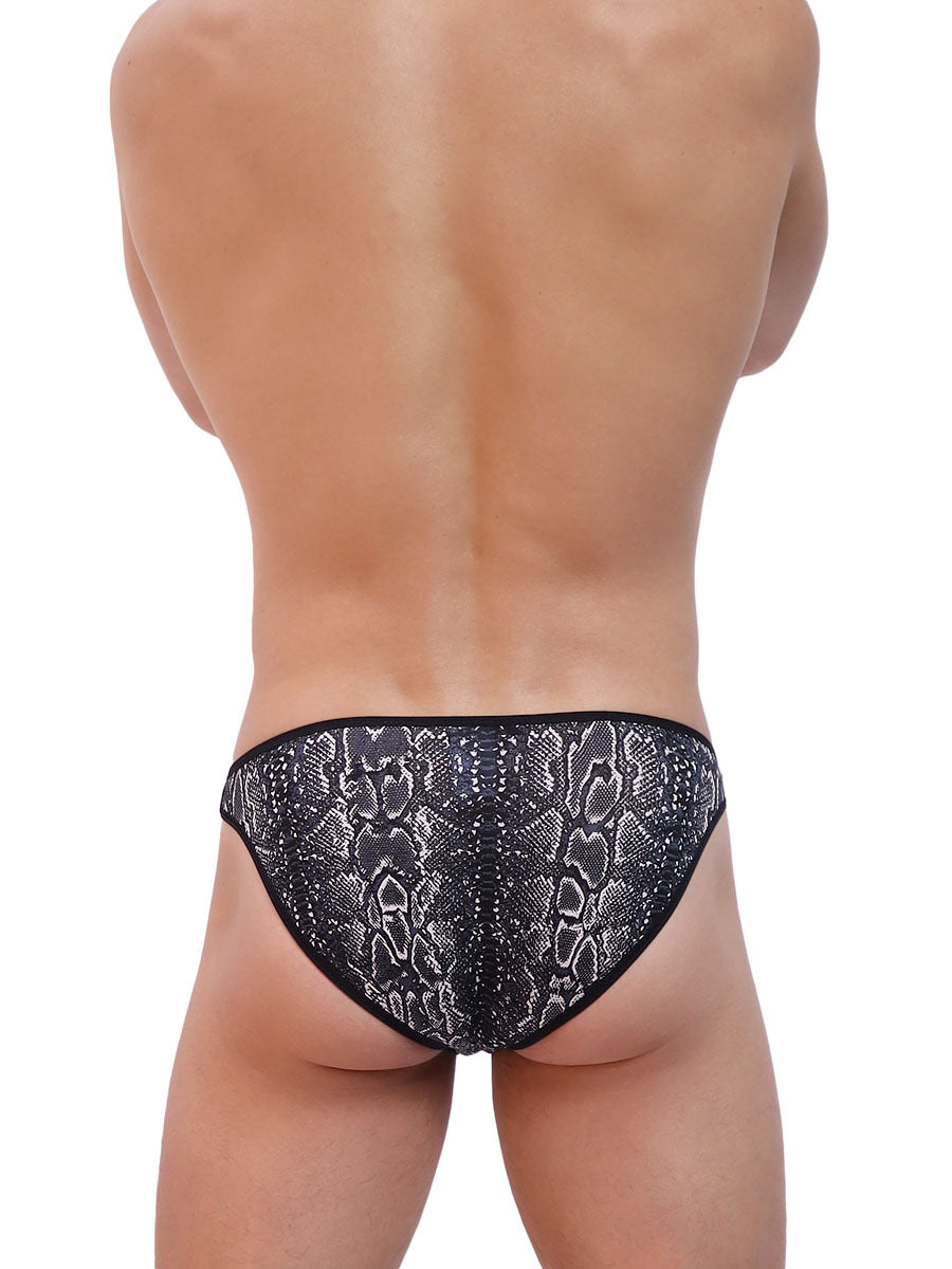 men's black snakeskin print briefs - Body Aware