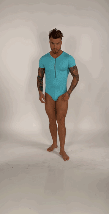 Men's Turquoise T-Shirt Bodysuit - Athleticwear For Men - Body Aware