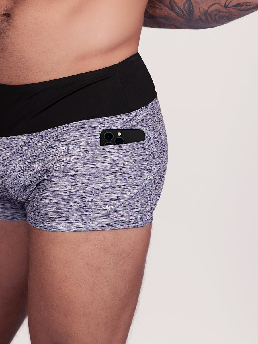 men's grey yoga shorts - Body Aware