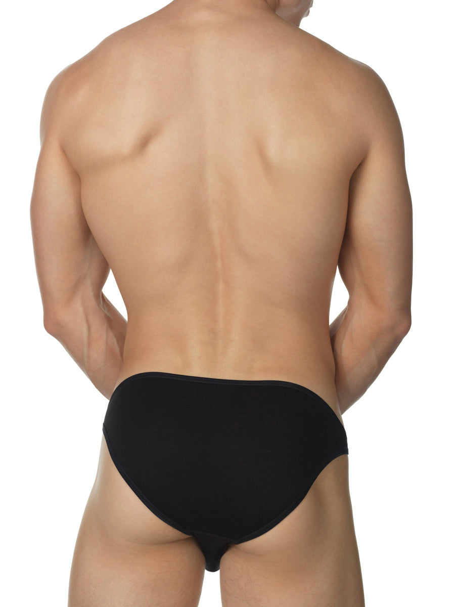 Men's black rayon soft bikini cut brief