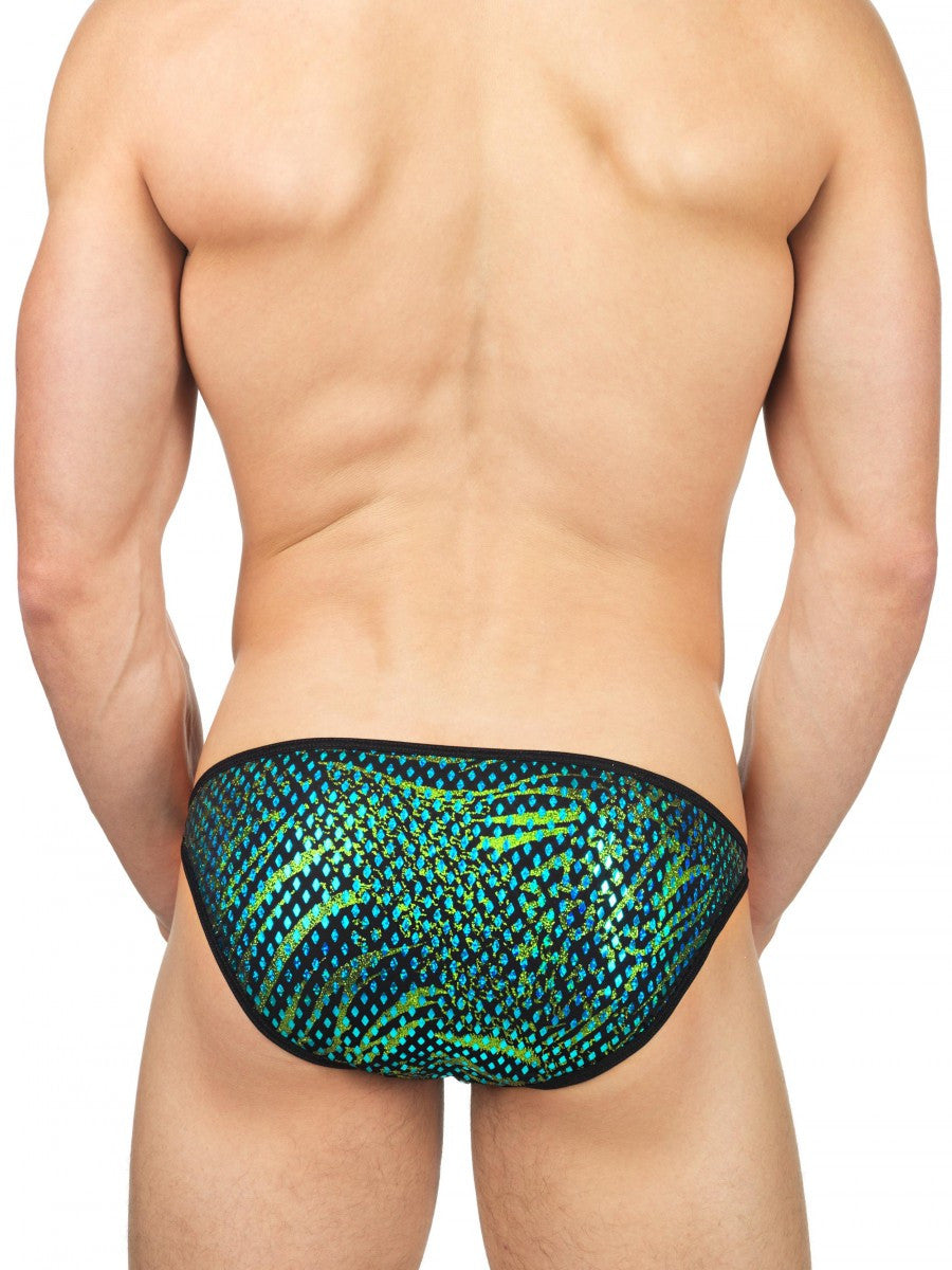 Men's sparkly green and black tanga panties