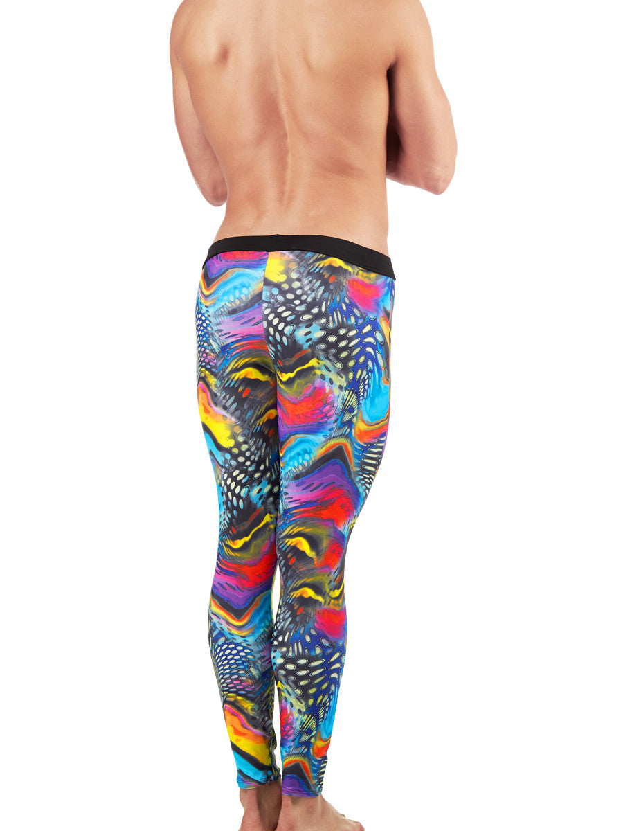 Men's colorful tie dye patterned stretch leggings