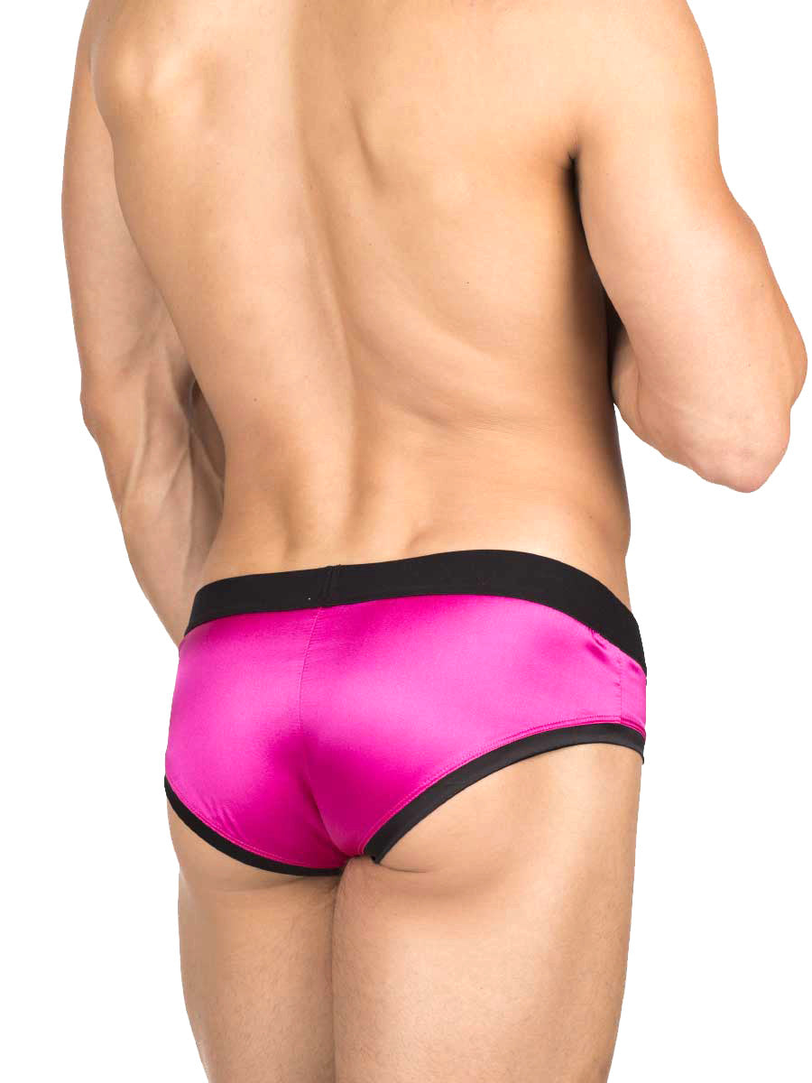 Men's pink silk brazilian cut brief