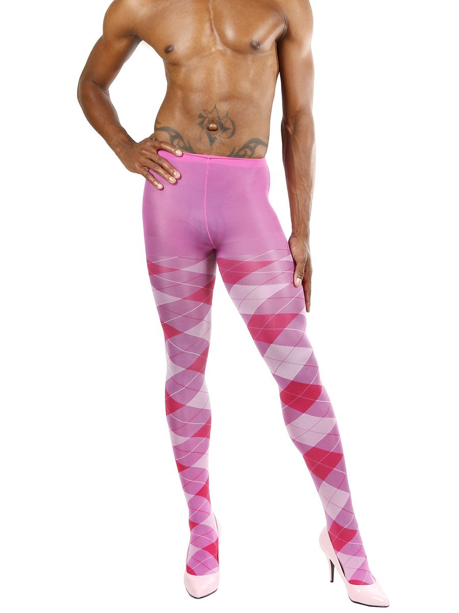 Bubble Gum Pink Argyle Tights