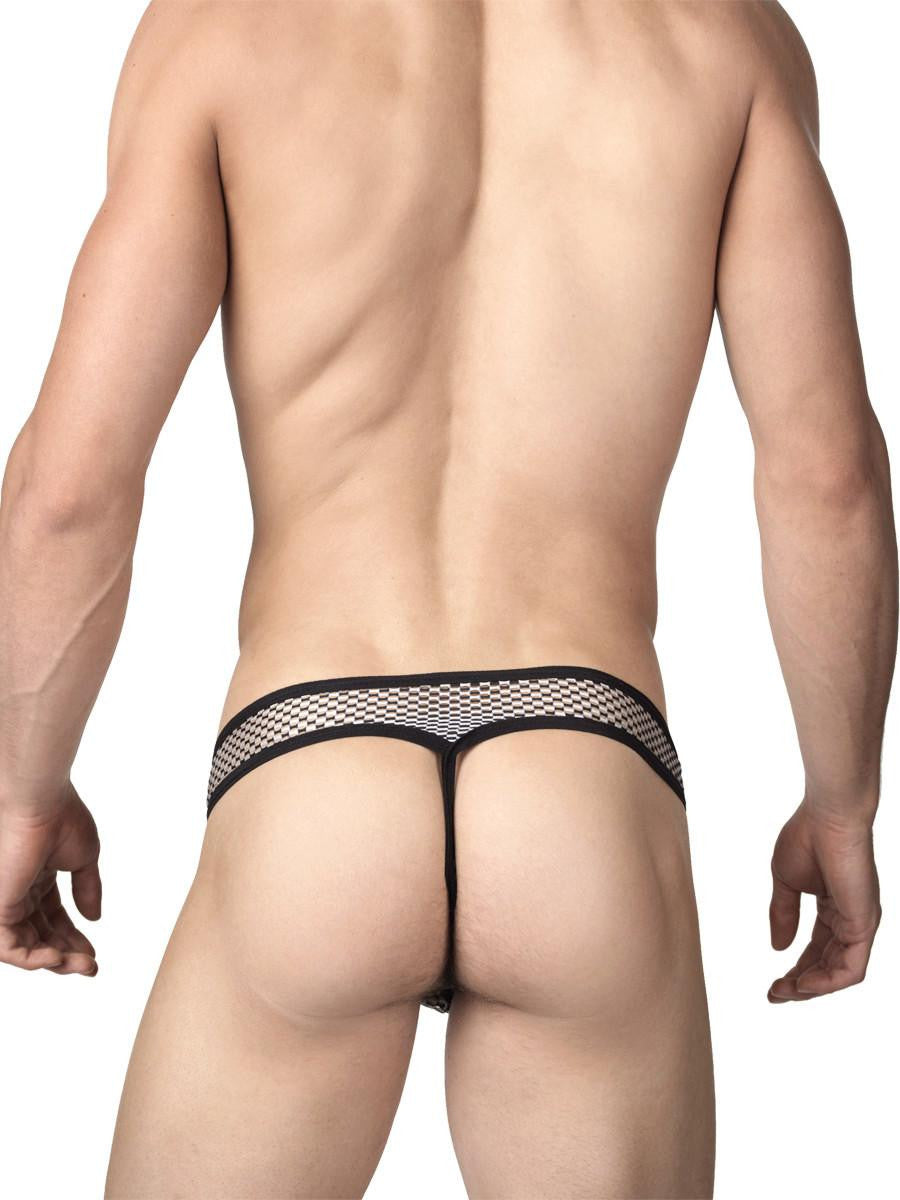 Men's chain mail mesh see through silver brief