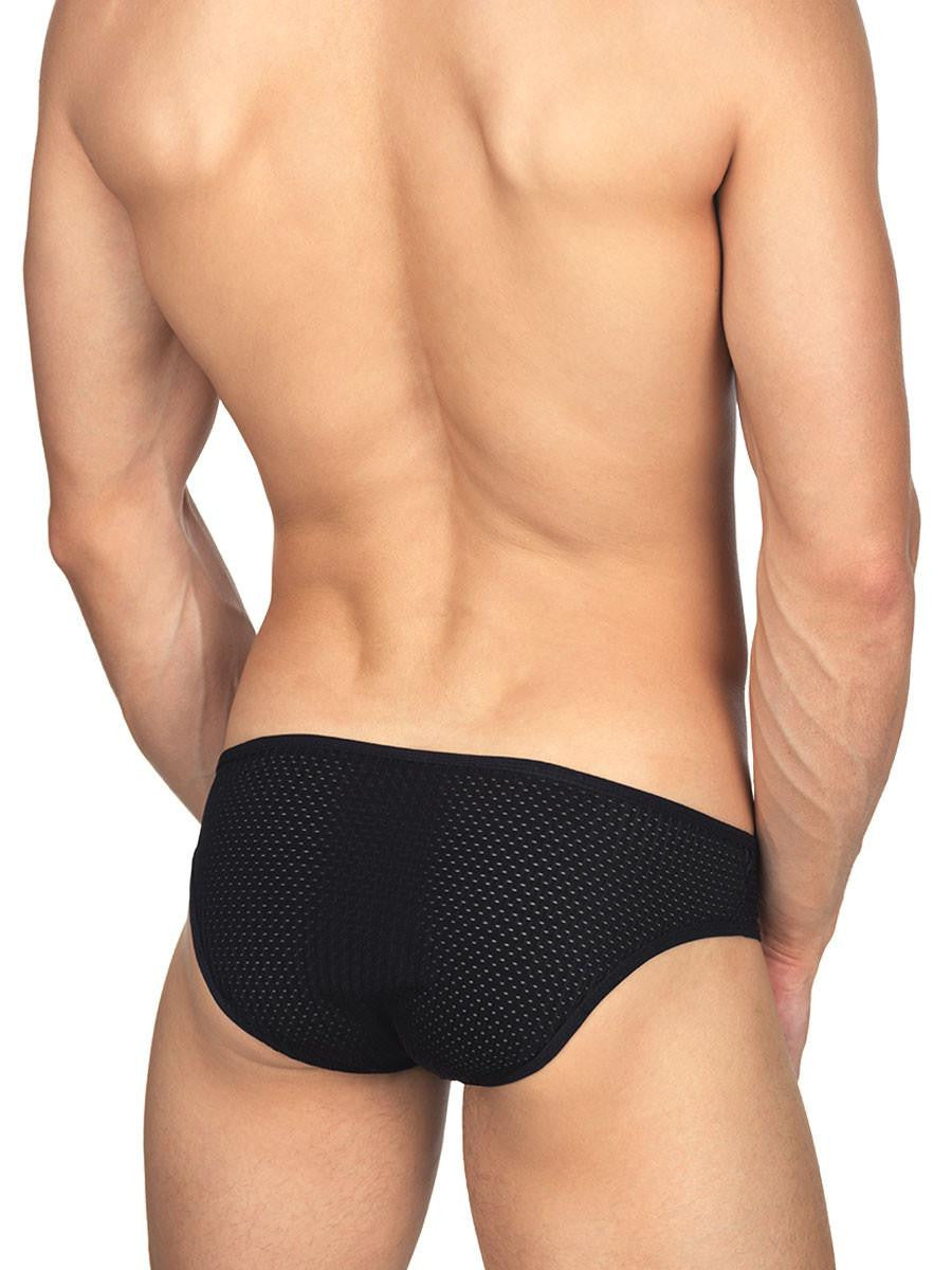 Men's black and red erotic brief with hole