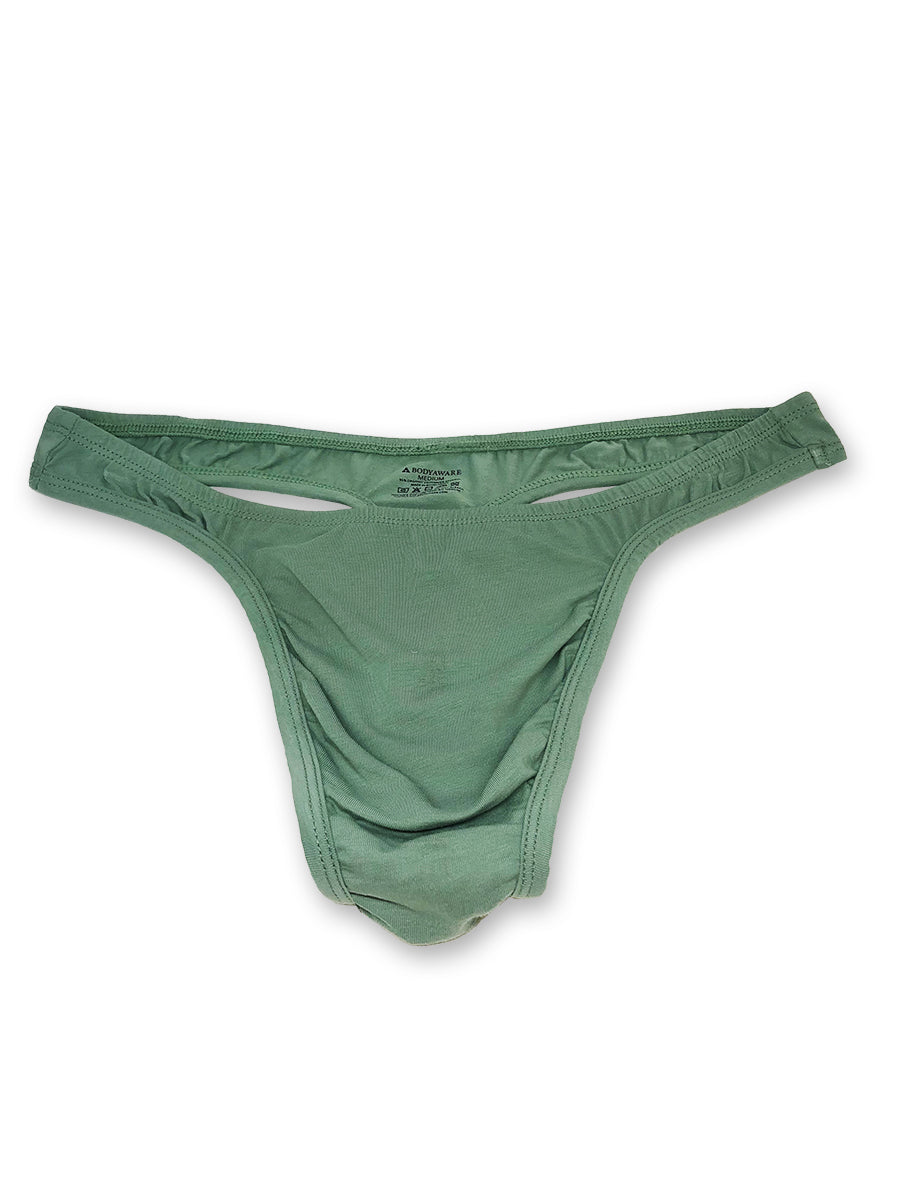 men's green cotton thong underwear