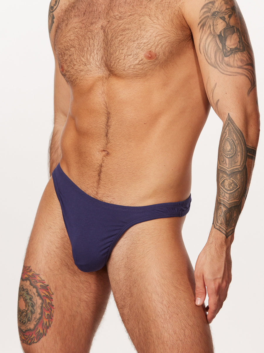 men's blue cotton thong underwear