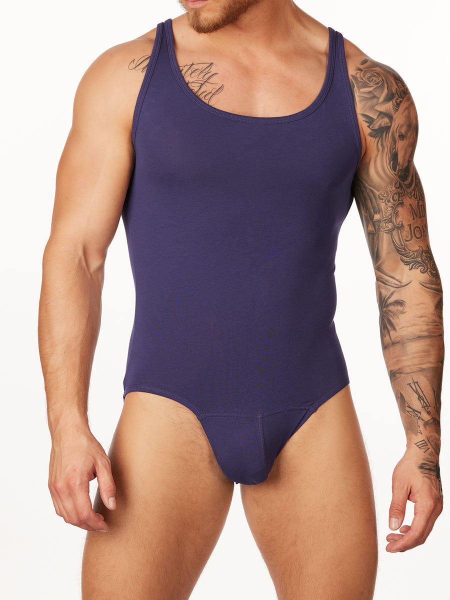 men's blue cotton bodysuit