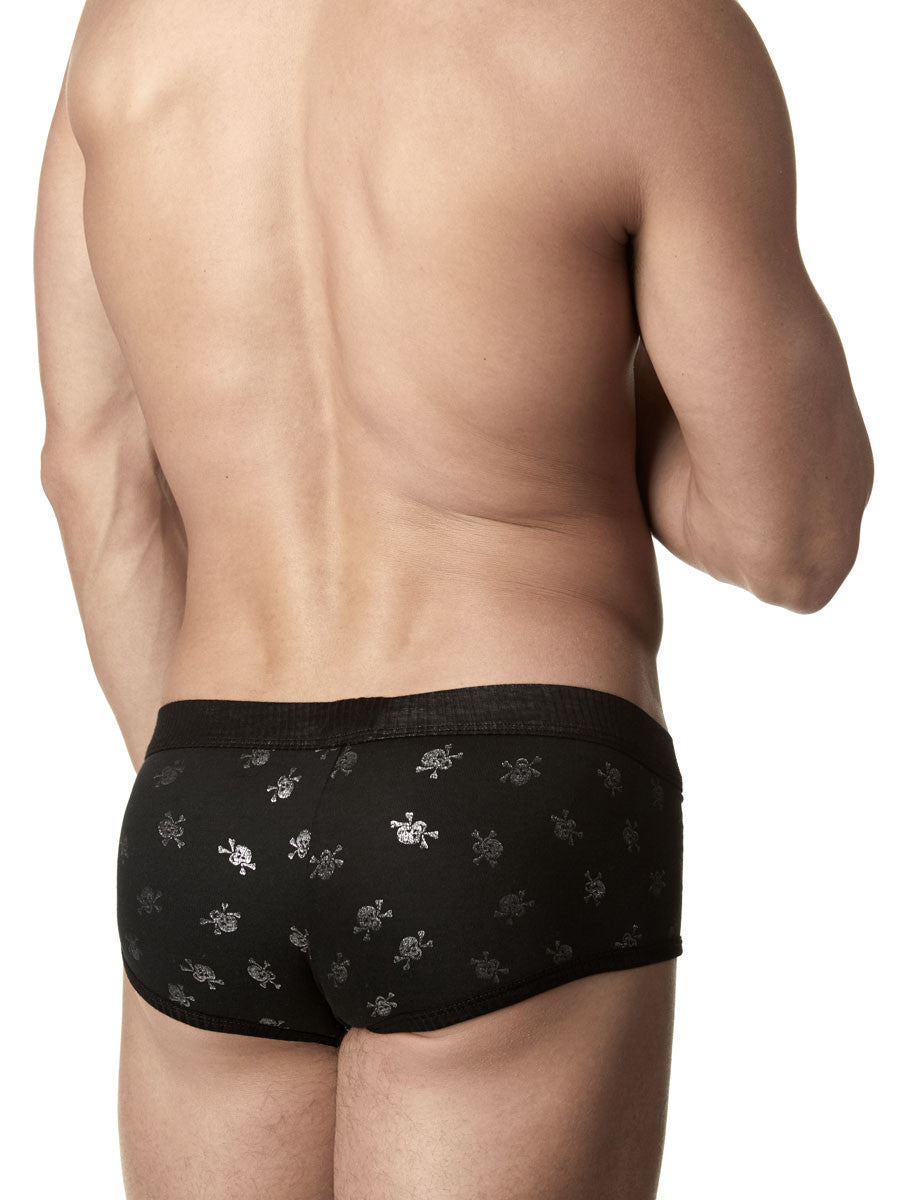 Men's black pirate skull and crossbones boxer briefs