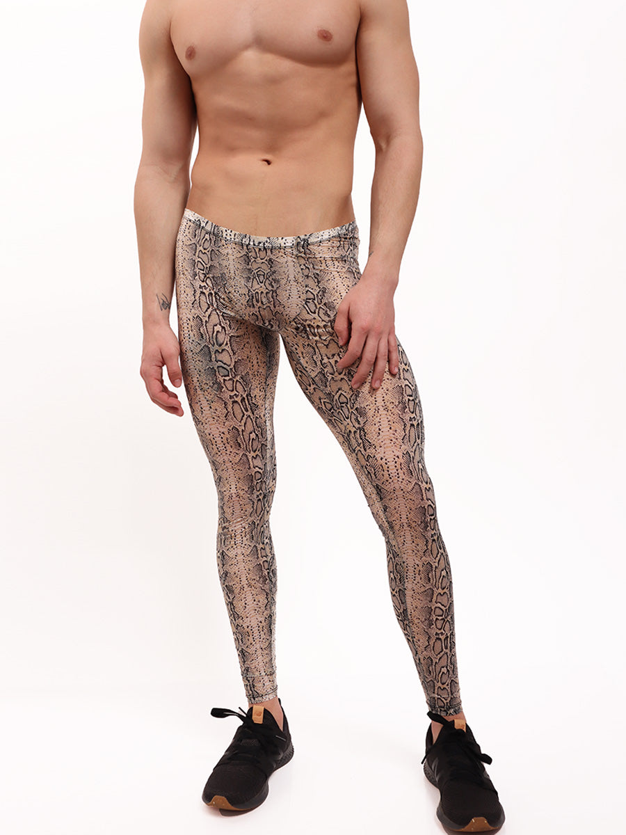 men's snakeskin print leggings - Body Aware