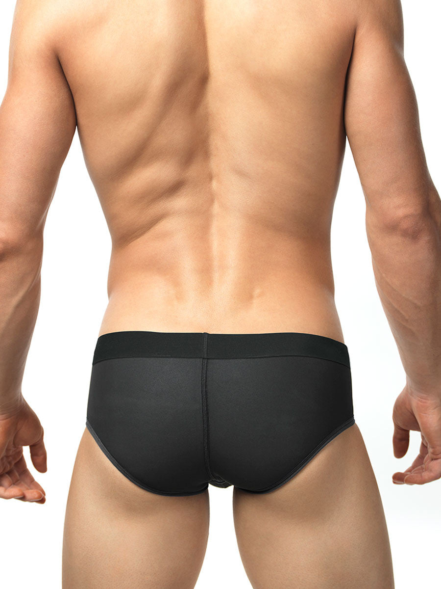 Men's black neoprene bulge brief