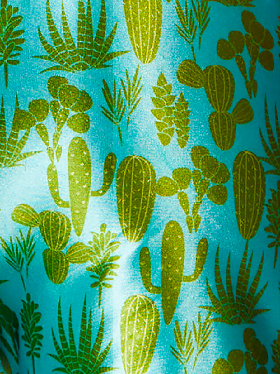 men's blue satin cactus print panties