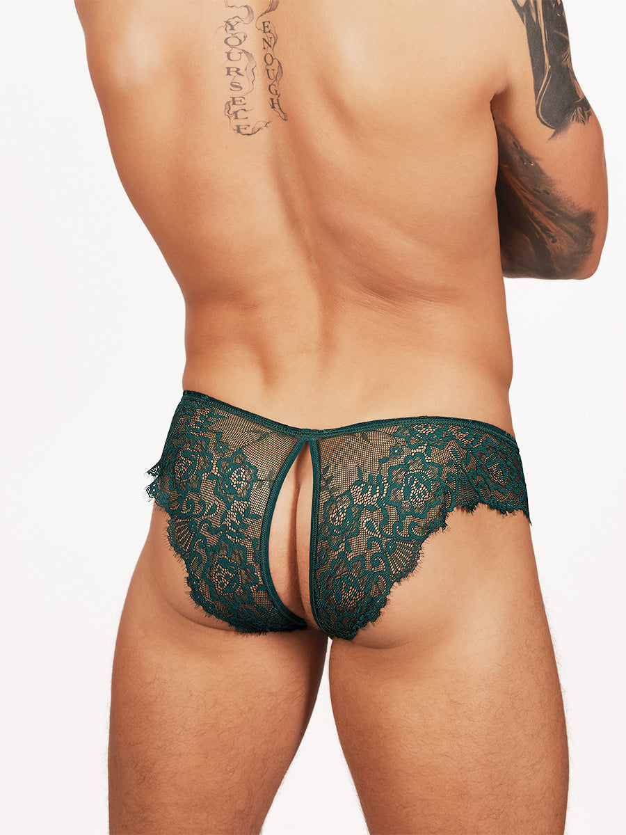 men's green lace split briefs - Body Aware