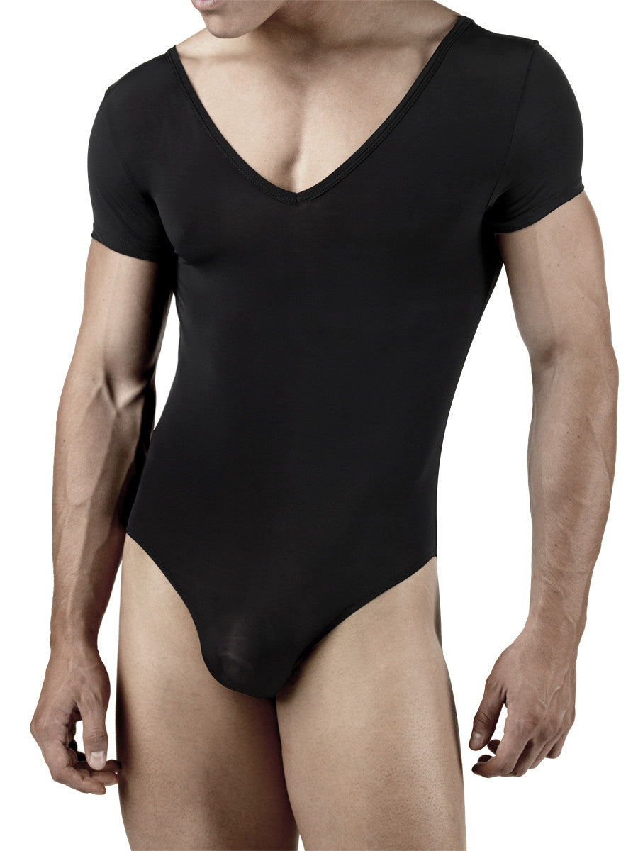 Men's black smooth ballet leotard bodysuit
