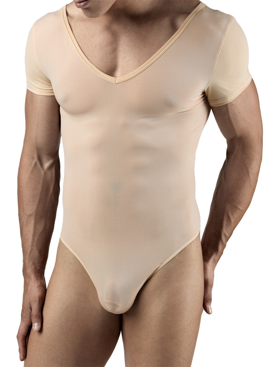 Men's nude smooth ballet leotard bodysuit