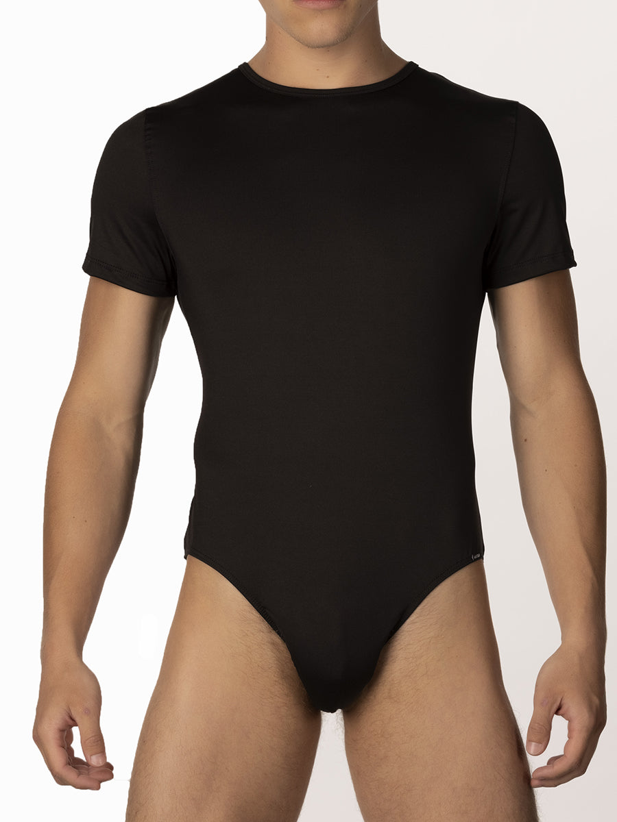 Men's black t-shirt bodysuit