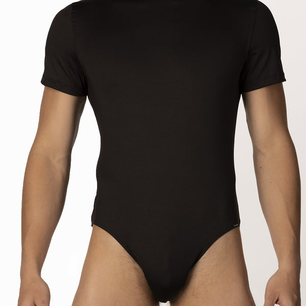 Men's Black T-Shirt Bodysuit -Bodysuits & Leotards Aware
