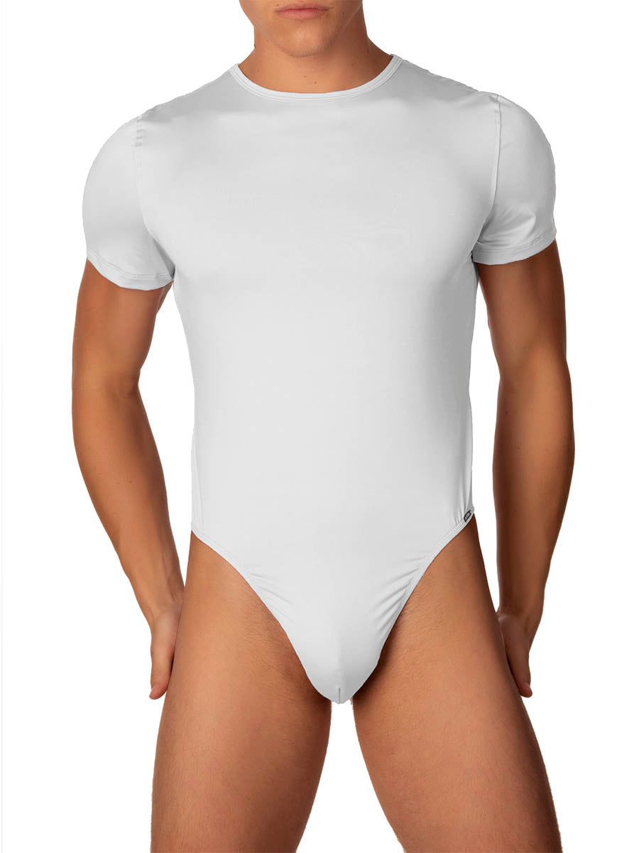 White thong t-shirt bodysuit for men
