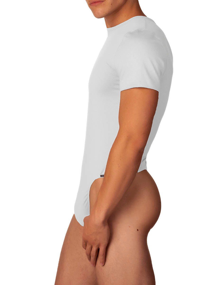 White thong t-shirt bodysuit for men