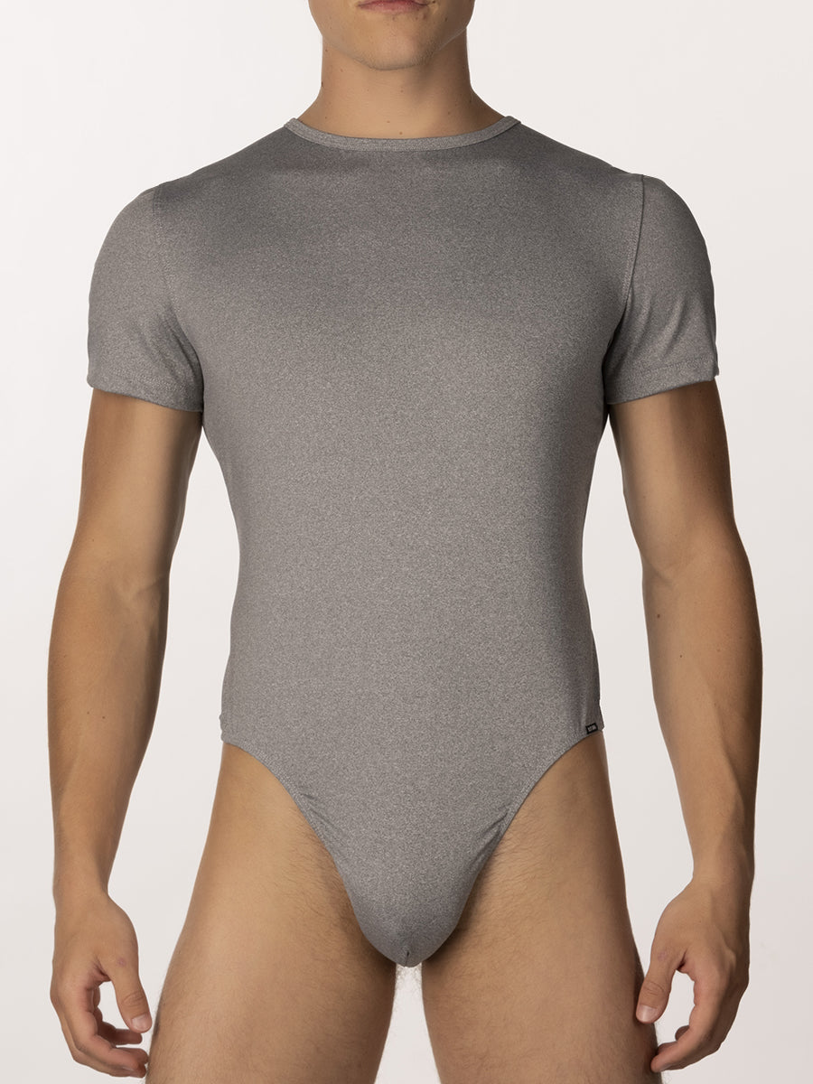Men's grey t-shirt thong bodysuit