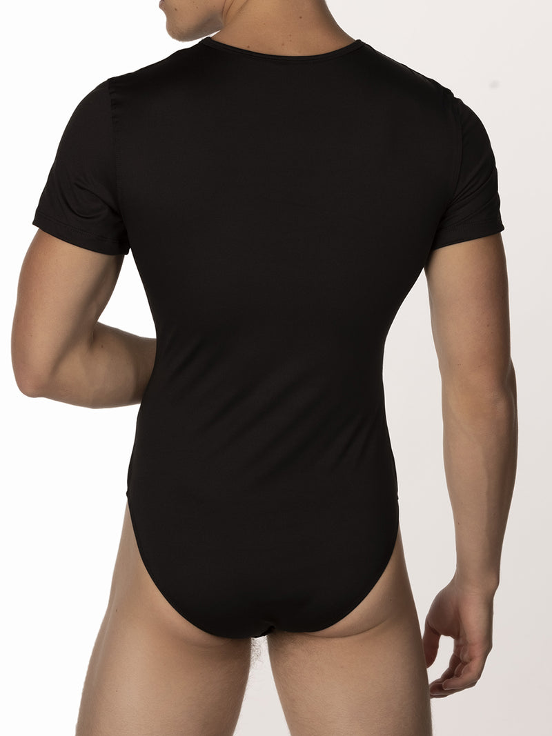 Men's Black T-Shirt Bodysuit -Bodysuits & Leotards Aware
