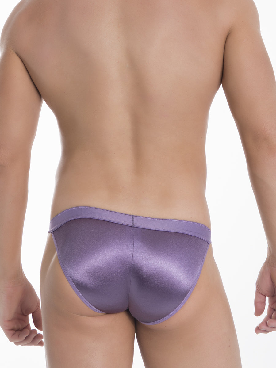 Men's Purple Satin Tanga Briefs 