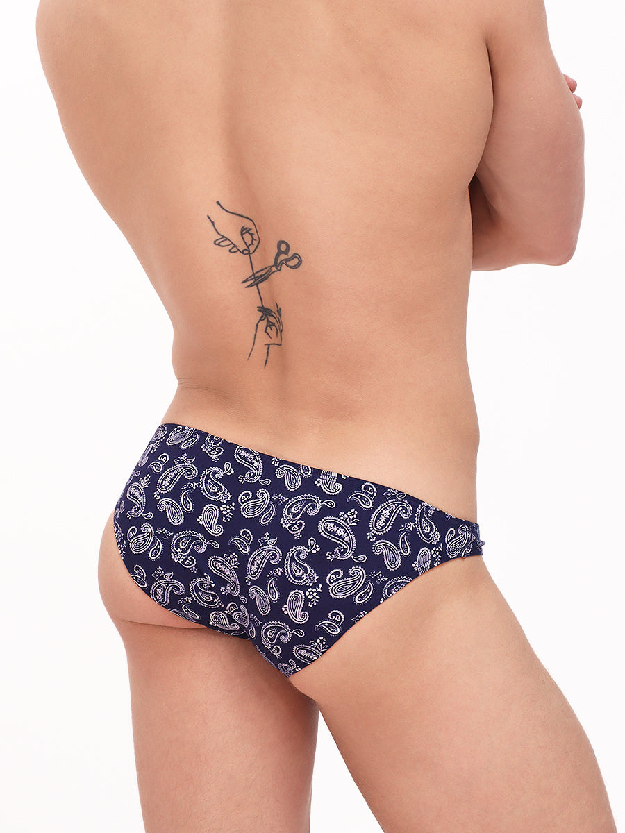 men's blue paisley print briefs - Body Aware