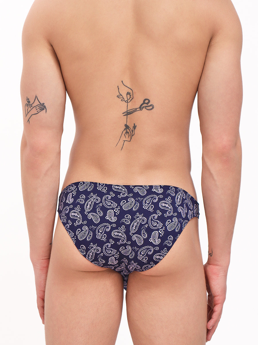 men's blue paisley print briefs - Body Aware