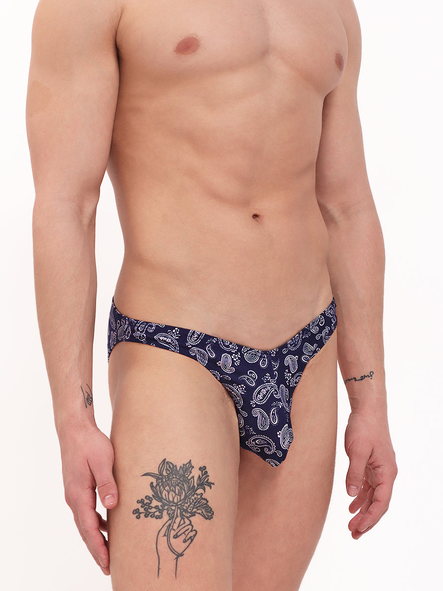 men's blue paisley print briefs - Body Aware