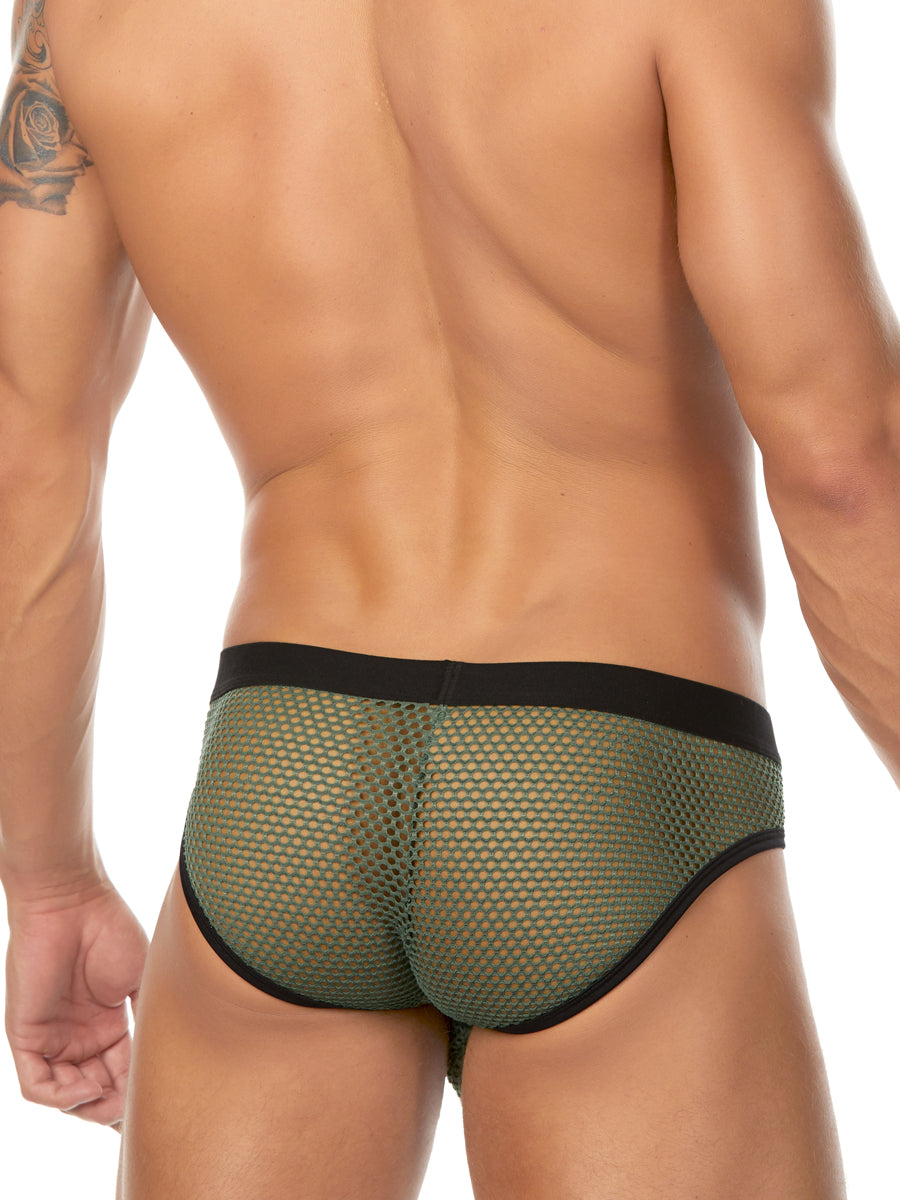 Men's green fishnet brief