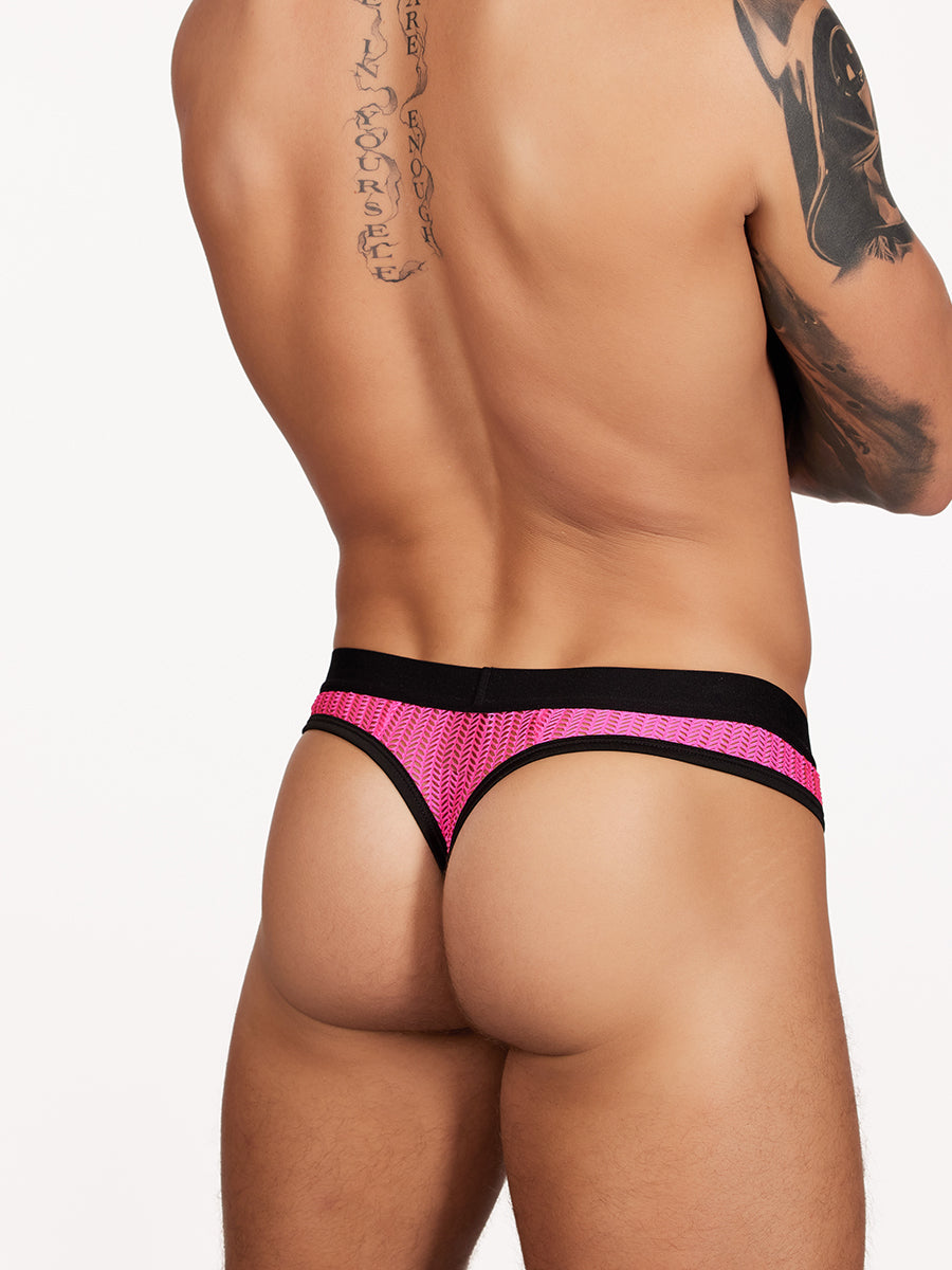 men's pink fishnet thong - Body Aware