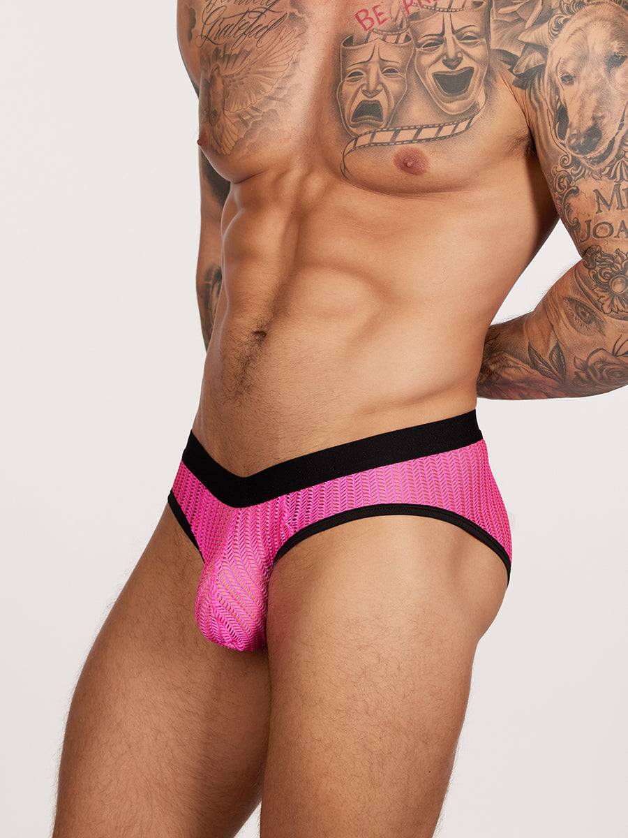 men's pink mesh briefs - Body Aware
