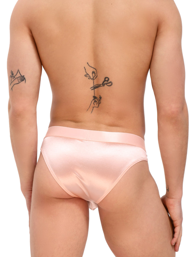 men's pink satin logo band briefs - Body Aware