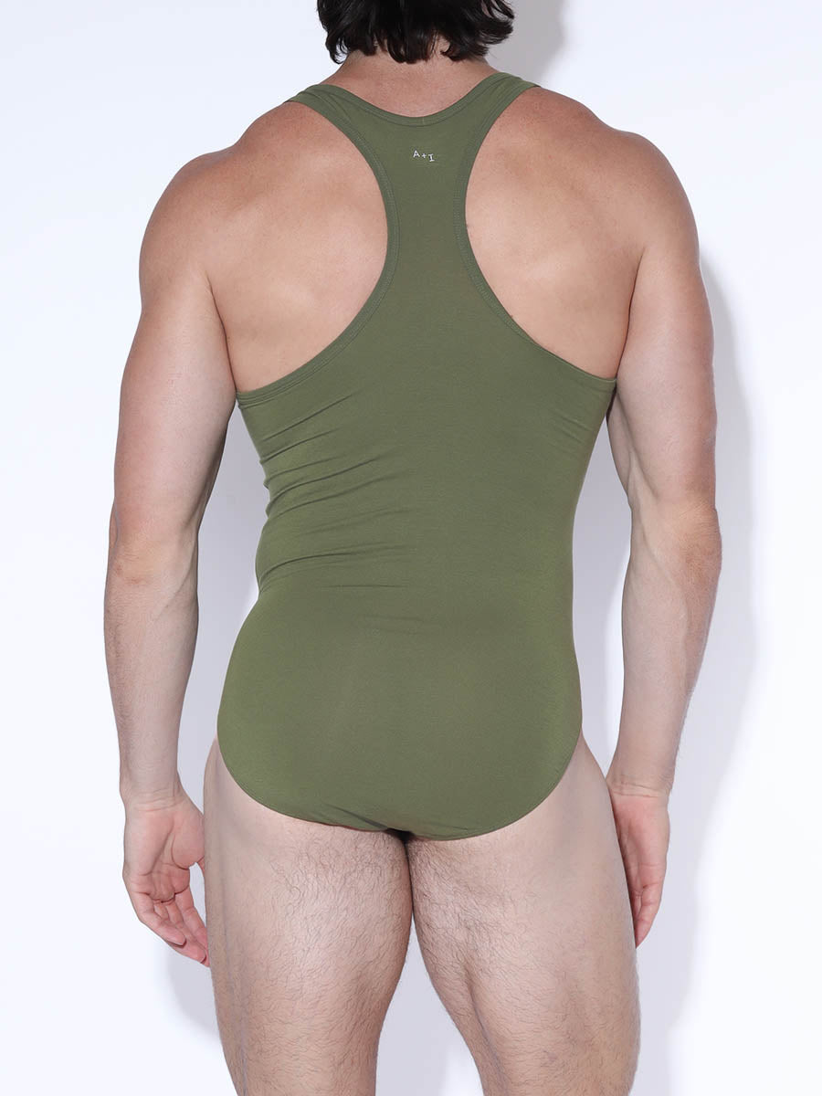 men's soft green modal fullback bodysuit - Ace + Indigo