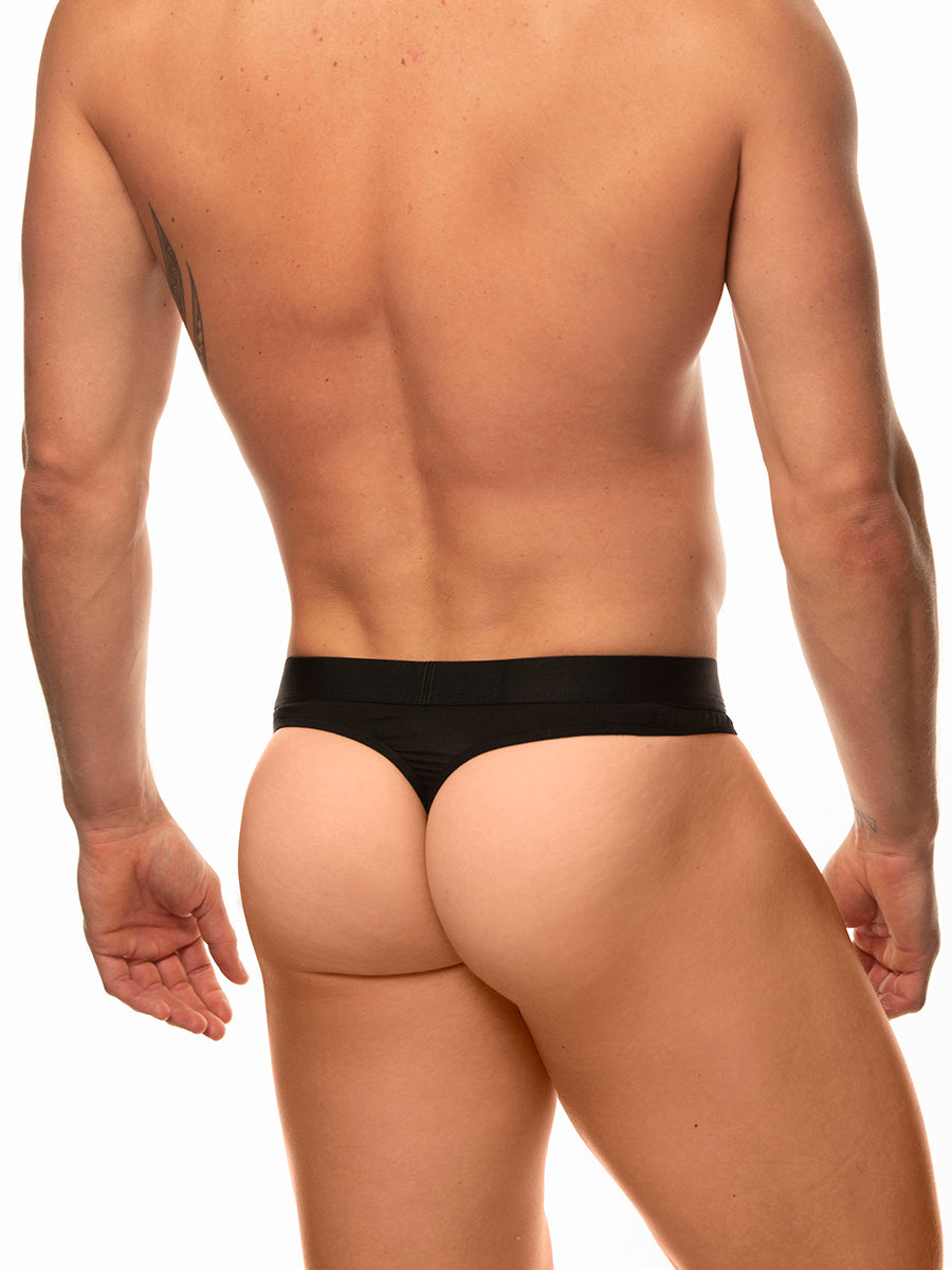 men's black modal logo band thong - Body Aware Ace + Indigo