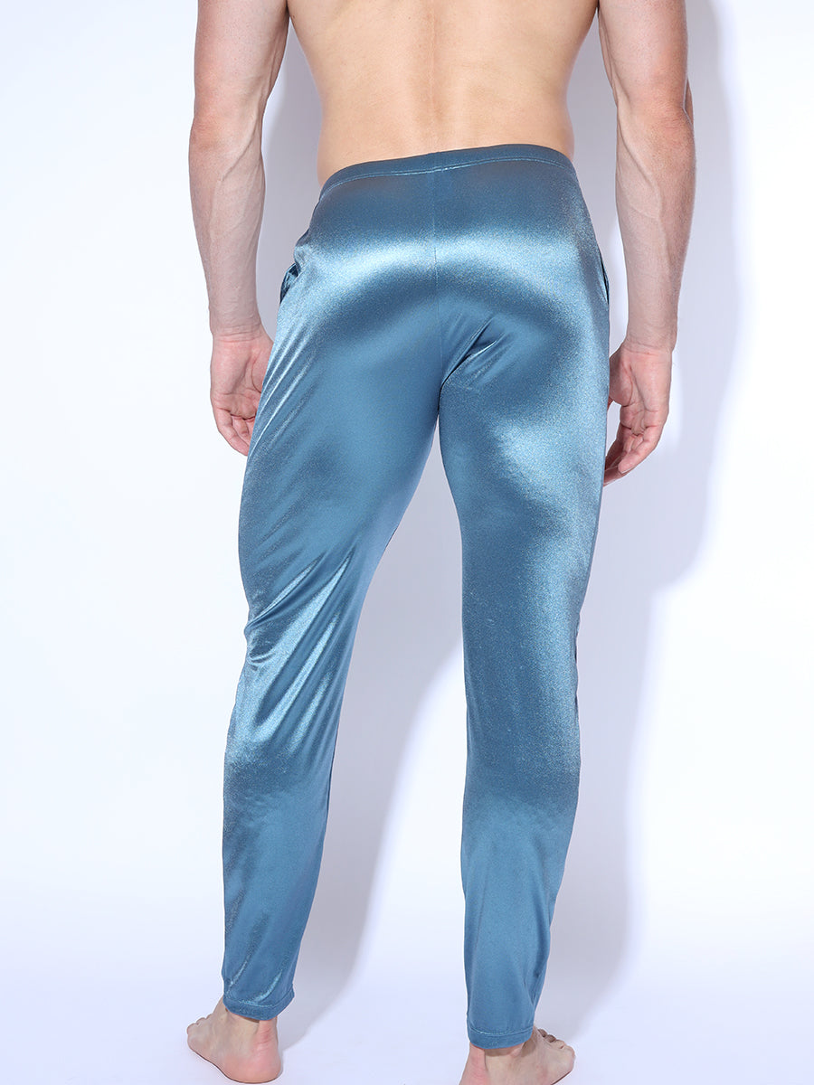 men's blue satin sleep pants - Body Aware